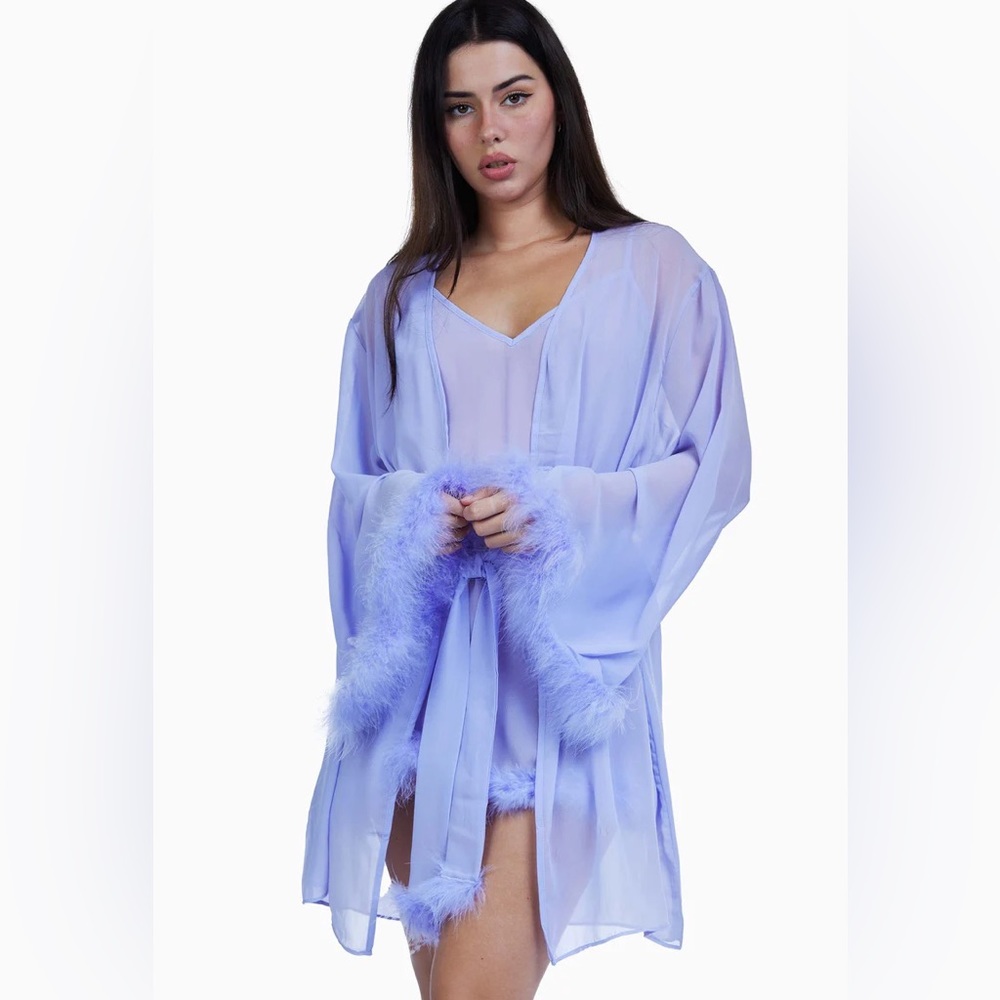 Bettie page Lilac purple chiffon robe: sleep wear lingerie